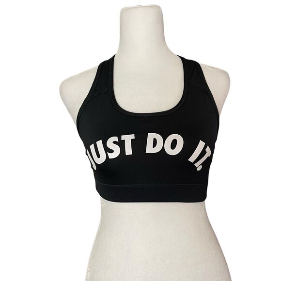 Nike Small Victory Compression Sports Bra Black Logo Straps Medium Impact - Picture 1 of 9